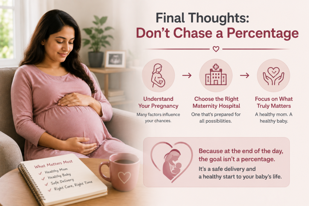 Pregnant woman understanding factors that influence normal delivery and focusing on safe childbirth