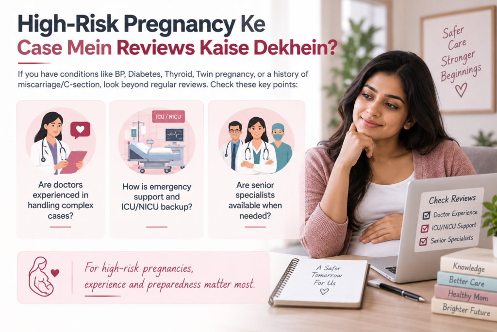 High-risk pregnancy hospital reviews highlighting experienced doctors, emergency care, ICU NICU support and senior specialists